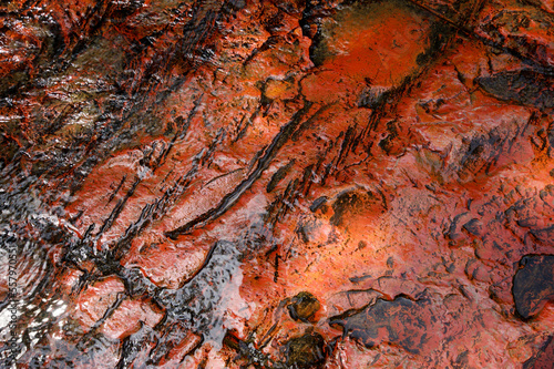 Red jasper riverbed at Quebrada de Jaspe, Jasper Creek, Gran Sabana, Venezuela photo