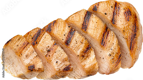 Stampa su tela Grilled chicken breast slices isolated