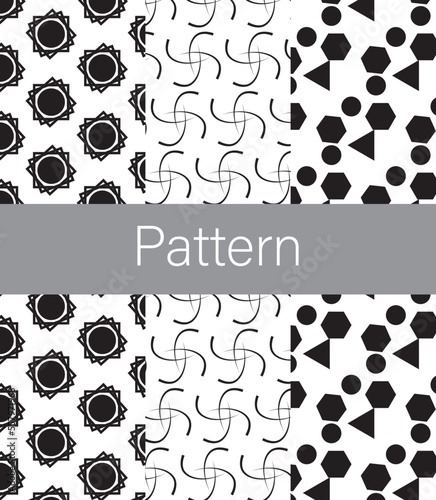 
black and white pattern geometric figures and curved lines
