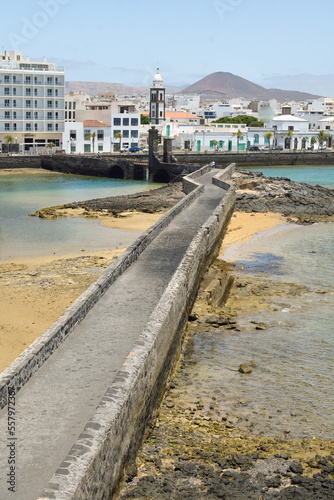 Arrecife Bay with the Parish of San Gines in the background, from the castle of  San Gabriel © roberto