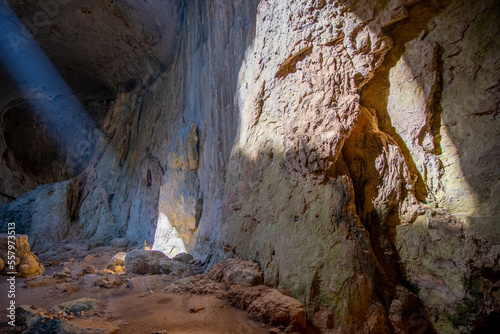 Light ray coming inside a giant massive cave 