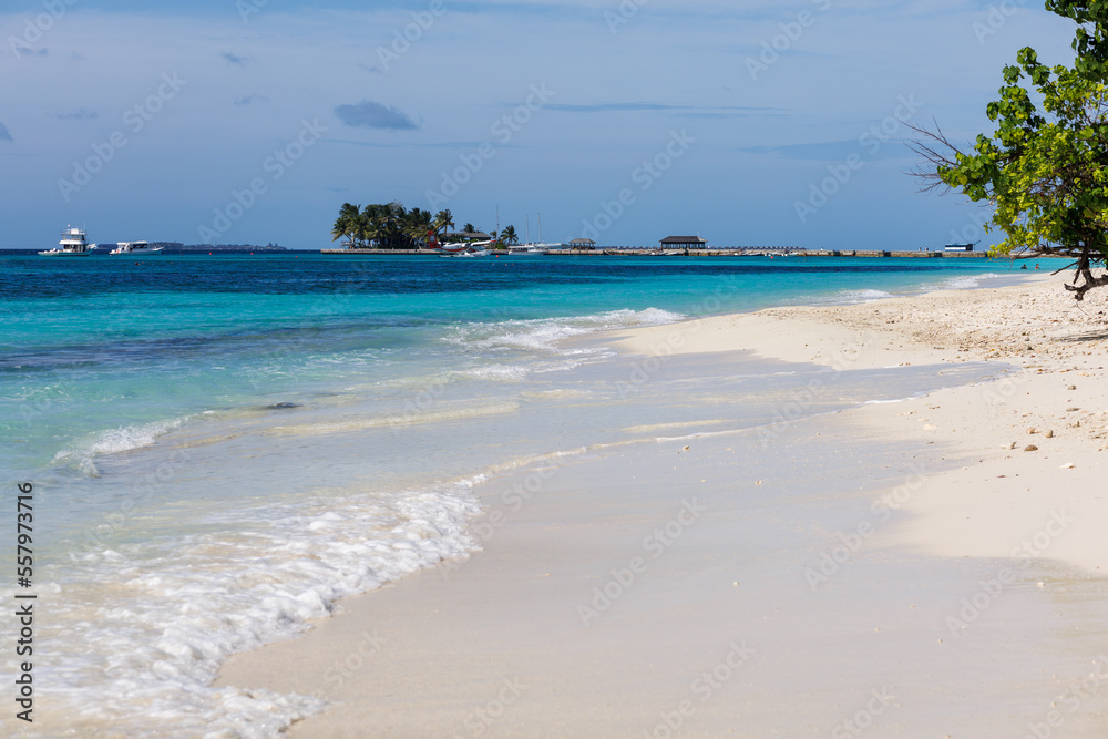 Beautiful seascape with white sand on the beach