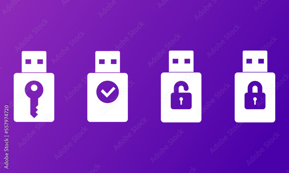 Usb stick security key vector icons eps10 Usb stick security key vector icons eps10