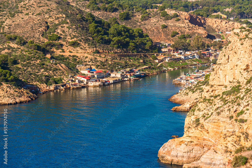 Naklejka premium La Algameca Chica picturesque settlement no legal in Cartagena, Spain