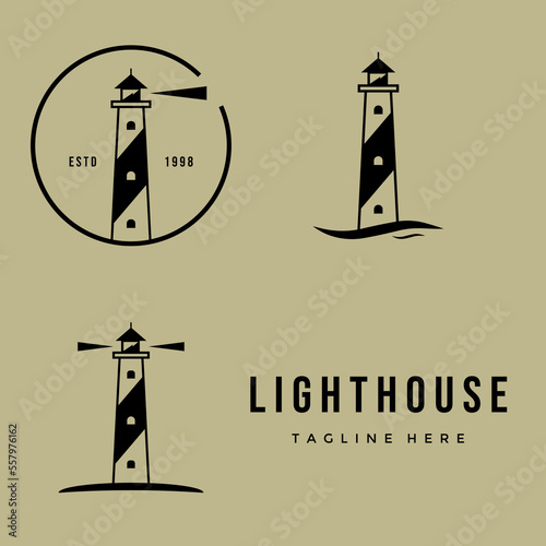 set lighthouse logo vector illustration design