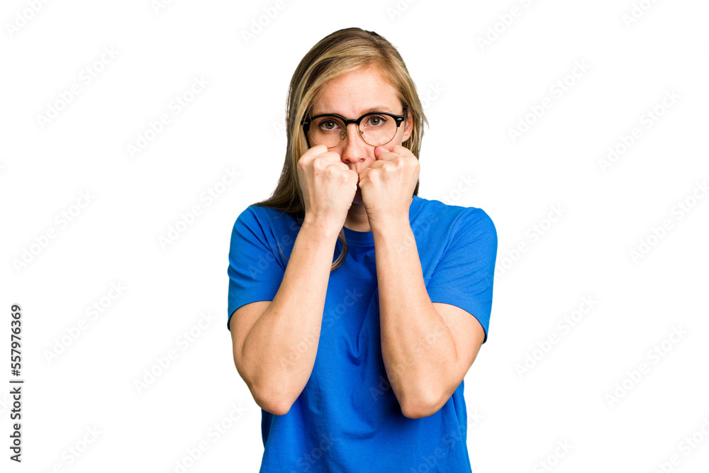 Young caucasian woman cutout isolated throwing a punch, anger, fighting due to an argument, boxing. Young caucasian woman cutout isolated throwing a punch, anger, fighting due to an argument, boxing.