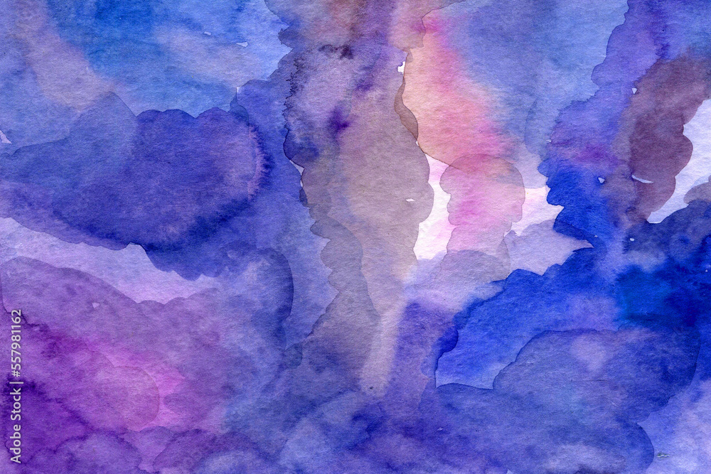 Naklejka premium Blue hand-drawn watercolor background