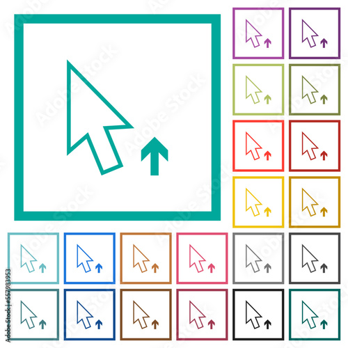 Arrow cursor up outline flat color icons with quadrant frames photo