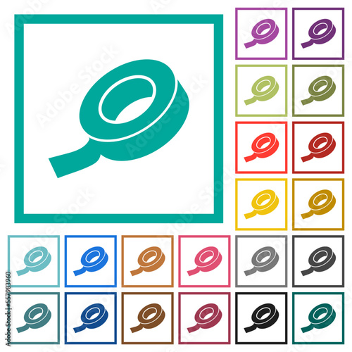 Insulating tape flat color icons with quadrant frames photo