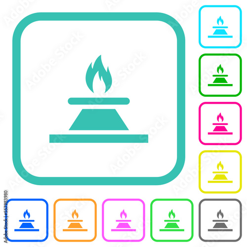 Kitchen gas stove vivid colored flat icons