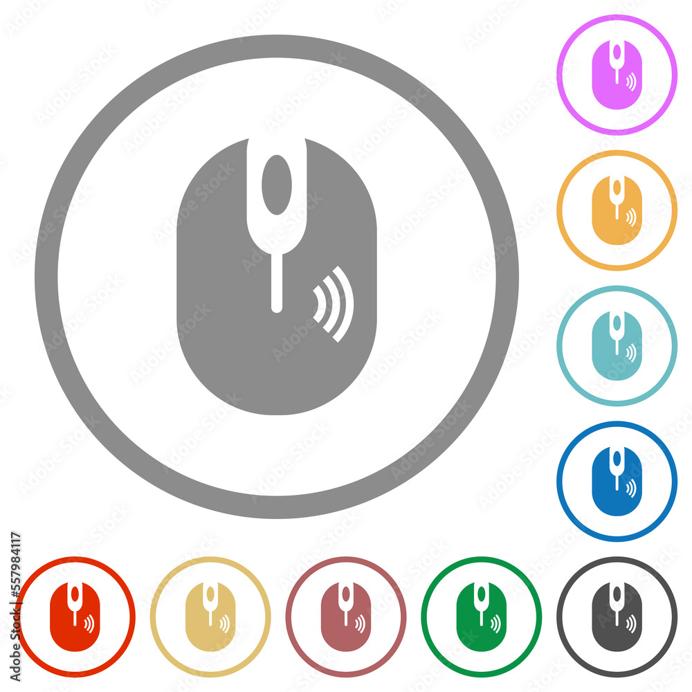 Wireless computer mouse flat icons with outlines Wireless computer mouse flat icons with outlines