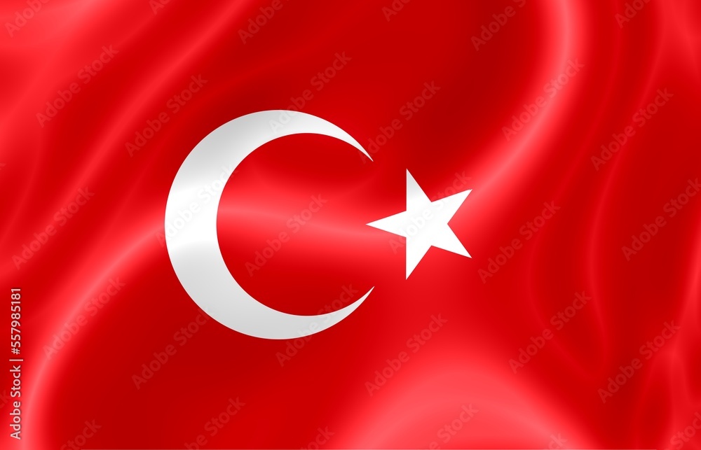 Obraz premium Shiny and wavy Turkey flag illustration