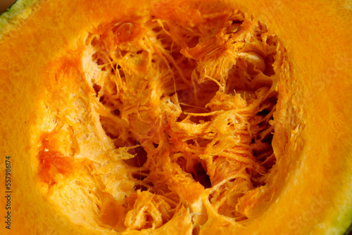 Sliced pumpkin closeup photo