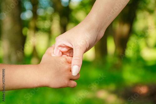 hands Happy parents and child outdoors in the park © Kostia