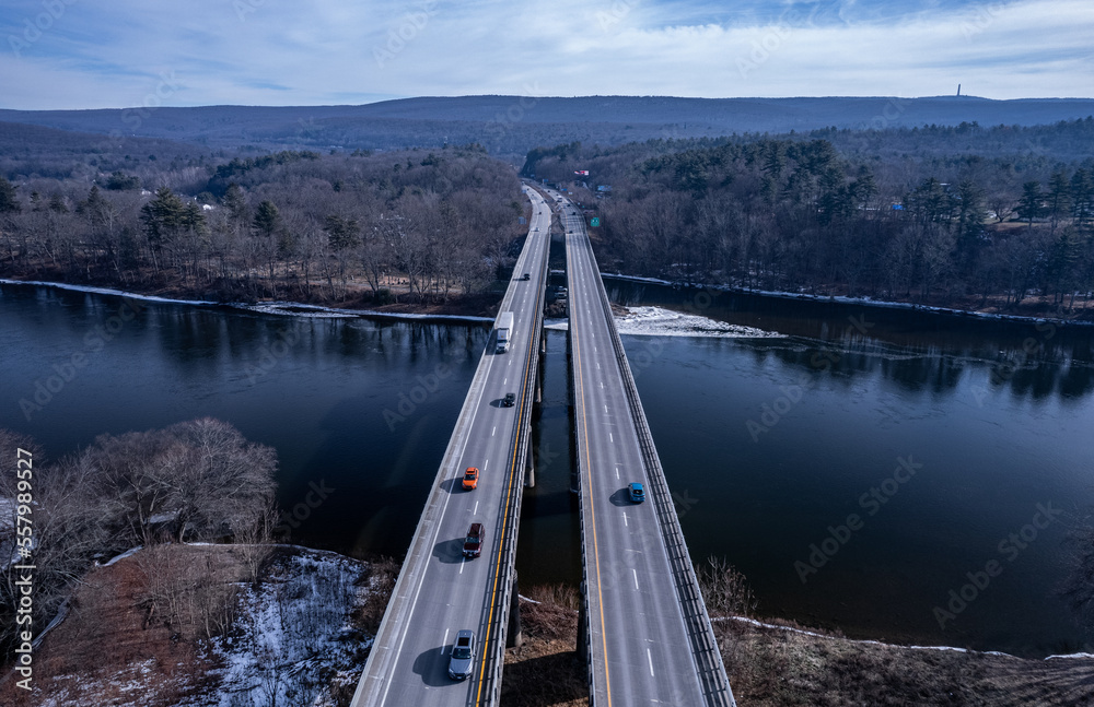 Bridge over the river
-Delaware River, boundary between PA and NY 