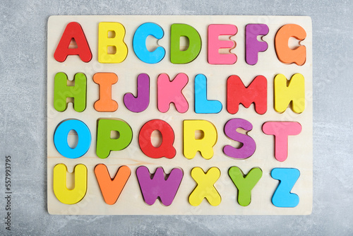 Bright background colorful letters children's English alphabet.