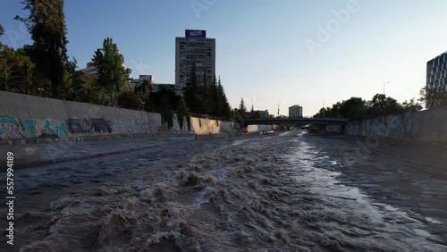 WATER DRAIN IN THE MAPOCHO RIVER, SANTIAGO CHILE photo