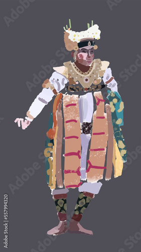 isolated illustration balinese theater dancer in traditional costume
