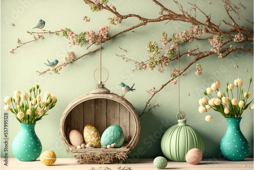 Vacances de printemps avec des symboles de Pâques photo