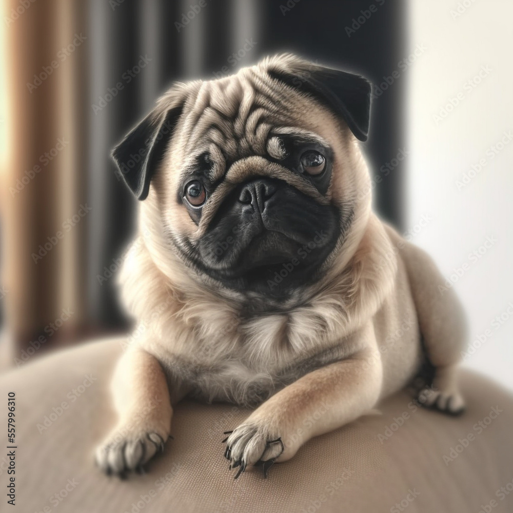 Illustration of a beautiful puggy dog - Created with Generative ai technology