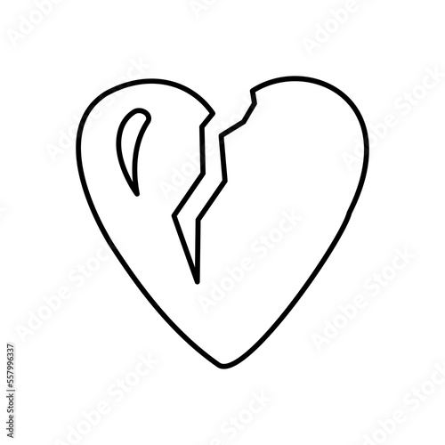 Doodle broken heart from 3D realistic icon and symbols in red with a wound.