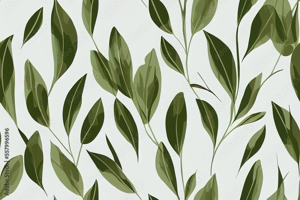 Leaf-themed Scandinavian seamless pattern. Wallpaper design with a simple pattern with a natural motif. Botanical motifs in a repeating seamless design. Generative AI Leaf-themed Scandinavian seamless pattern. Wallpaper design with a simple pattern with a natural motif. Botanical motifs in a repeating seamless design. Generative AI
