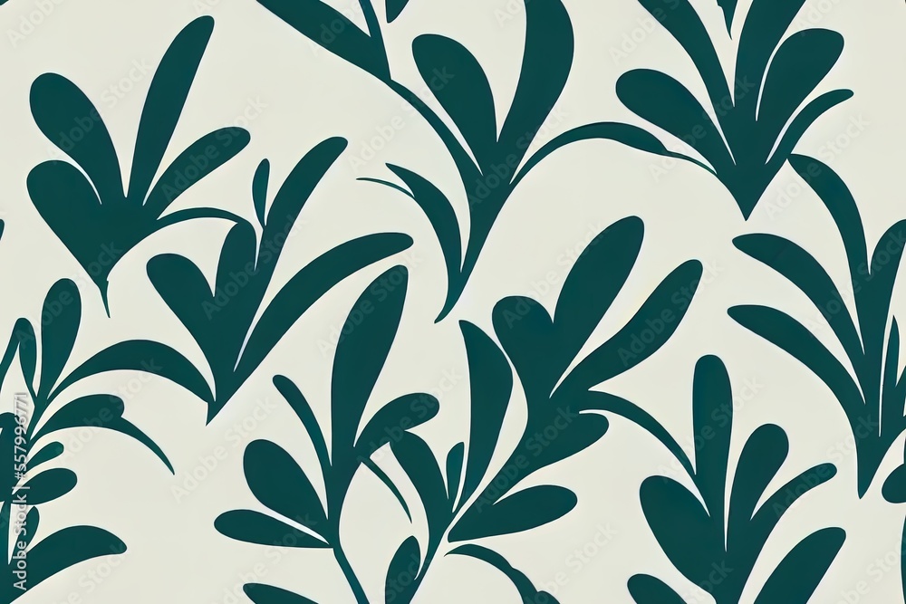 Abstract natural motifs, seamless backdrop. To use palm fronds. Pieces that seem like they were drawn by hand. Textile, wallpaper, package, and graphic design. Animated GIF vs. Generative AI