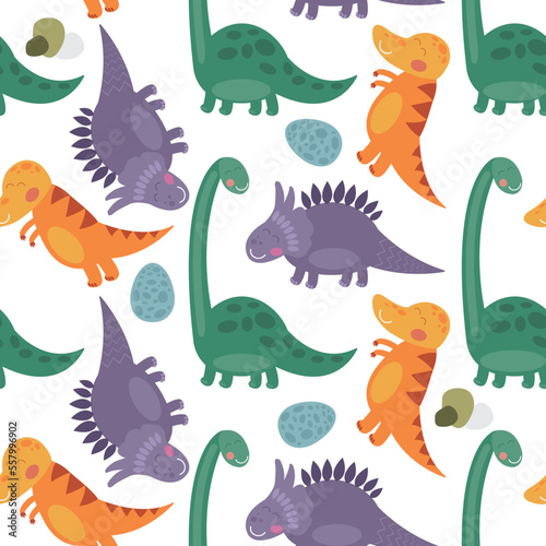 Vector seamless pattern with dinosaurus illustration