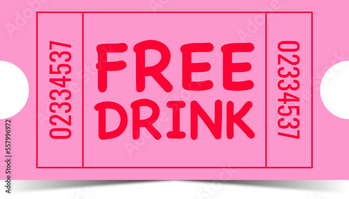 Vector party ticket set showing free drinks badge tickets