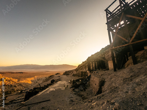 Old rusty wooden unused gold mine in rocky hill in Death Valley national park in america © AllThings