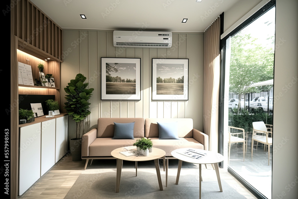 Fototapeta premium IDEO MOBI SUKHUMVIT EASTPOINT Bangkok March 3, 2019, the ambiance in the project sales office (model building, sample room, living room decoration). The structure is under construction in Bang Na, Th