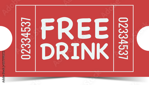 Vector party ticket set showing free drinks badge tickets