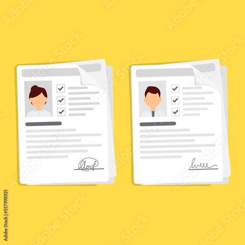 Resume icon set. Documents with personal data vector illustration design