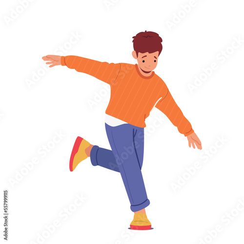 Happy Boy Dance, Little Child Playing, Fooling, Having Fun. Kid Laugh and Moving Body Isolated on White Background