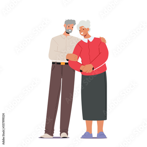 Senior Married Couple Embracing Isolated On White Background. Elderly Family Love, Sparetime, Bonding