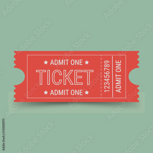 Red vector ticket for concerts, cinema, music concerts