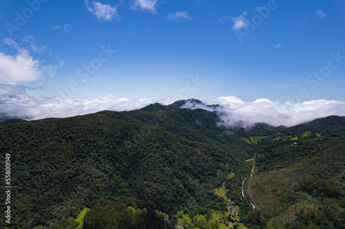 Mountains that form the border between the state of São Paulo and Rio de Janeiro. Mountains, trees and lots of vegetation.