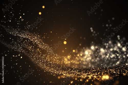 Abstract background with gold and silver particle. Generative AI. © Bargais