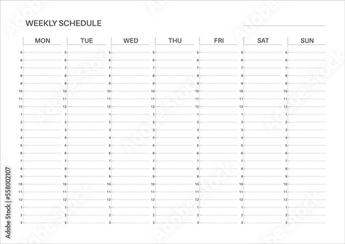Weekly printable planner. Weekly schedule template. Monday start.