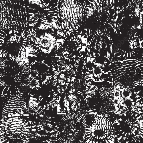 vector abstact seamless pattern background with sea stone texture with imprints of shells of ancient ammonite shells. Suitable for wallpaper design, wrapping paper, fabric, ceramic tiles