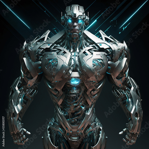 Abstract futuristic cyborg fighter concept © Александр Ковалёв