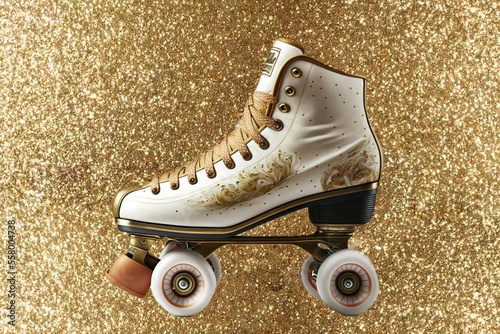 Gold glitter roller skate (ai generated)