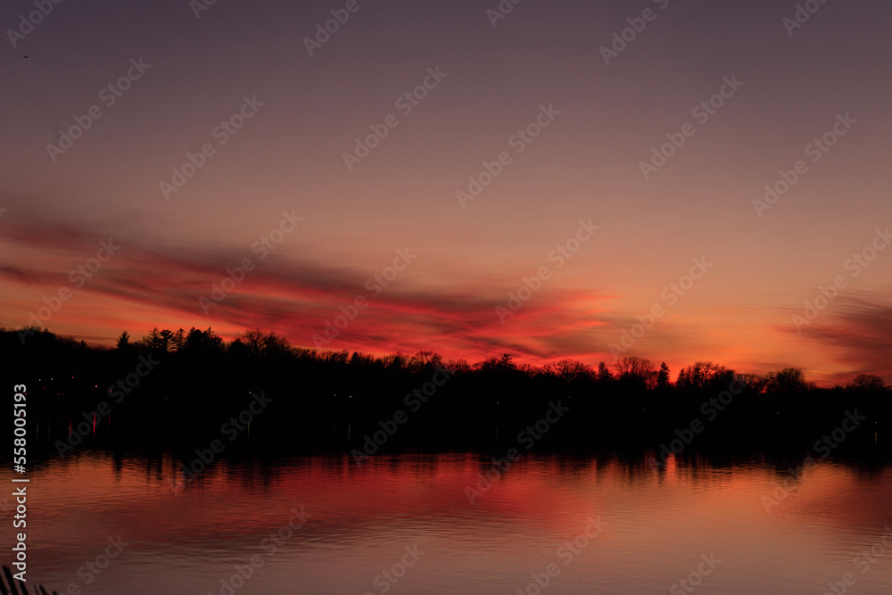 sunset over the river