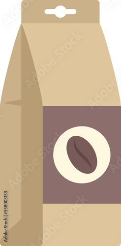 Coffee bean bag icon flat vector. Espresso cup. Restaurant drink isolated