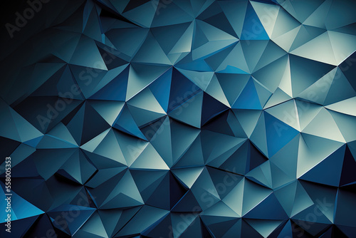 abstract mosaic background in dark BLUE. Triangle based illustration that is brilliant. brand new design for your company. Generative AI