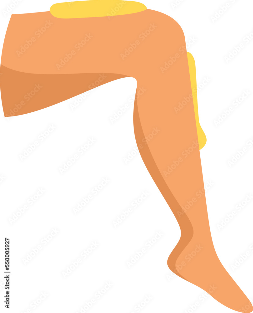 Leg wax icon flat vector. Gold seal. Hair depilation isolated