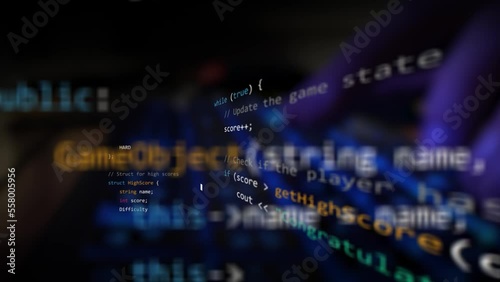 programming game developing code c++ language working new concept customer service bussiness footage typing hands keyboard background