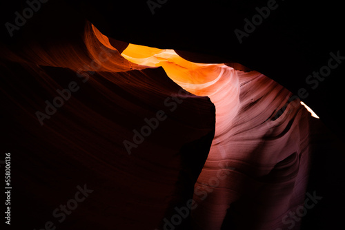 high contrast of light and shadow in antelope canyon
