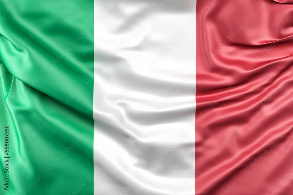 Ruffled Flag of Italy. 3D Rendering