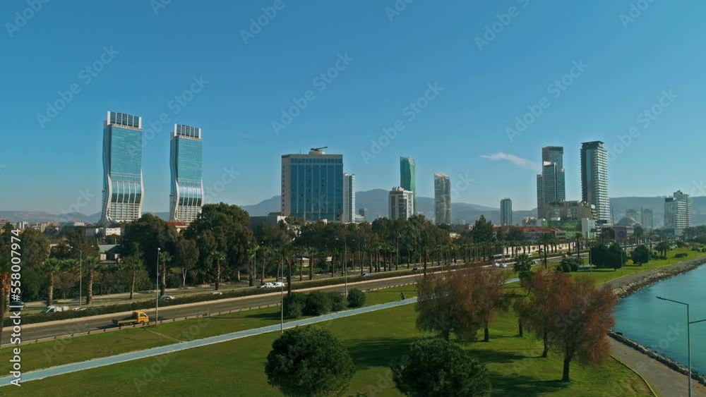 A drone shot of residences and high-rise buildings in the city center A drone shot of residences and high-rise buildings in the city center